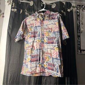 Multicolor Graphic Print Men's Button Down Shirt